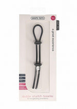 Inel de penis reglabil ShotsToys Double Stretch Booster, negru