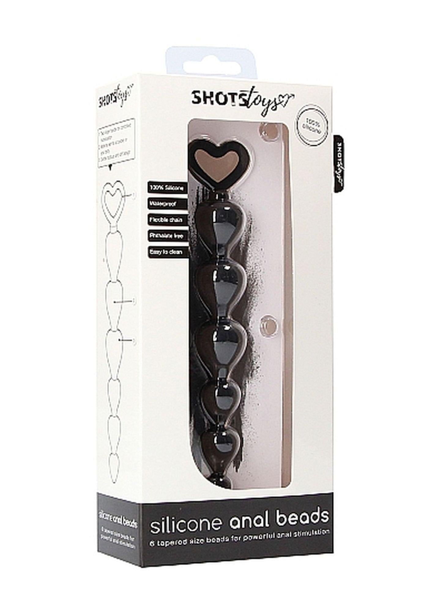Mărgele anale din silicon ShotsToys negre 15 cm