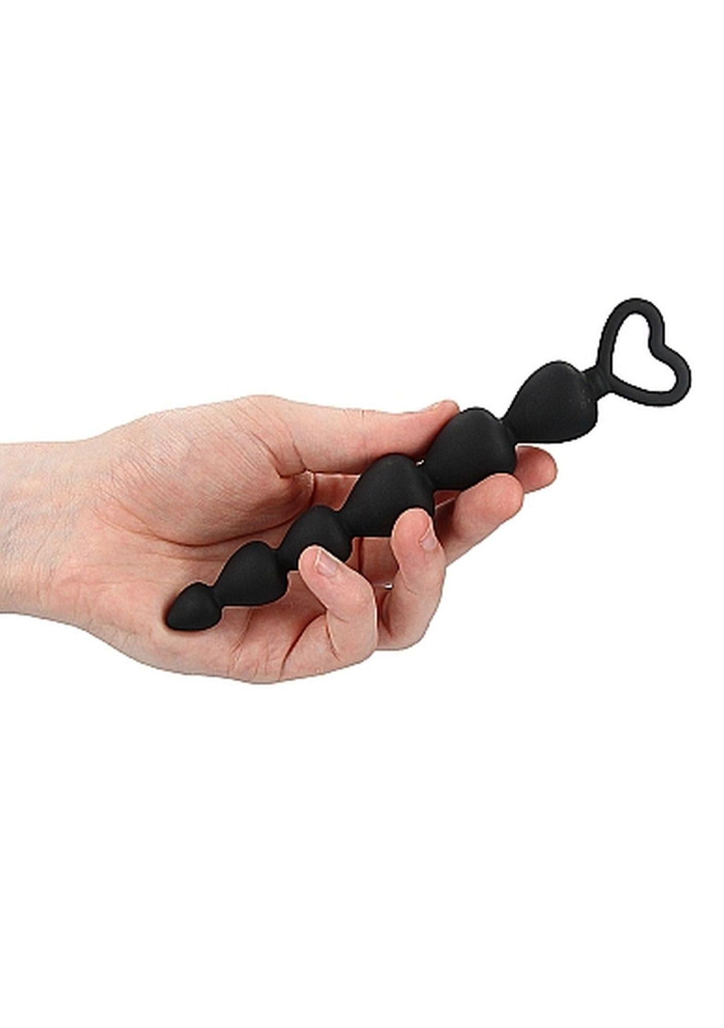 Mărgele anale din silicon ShotsToys negre 15 cm