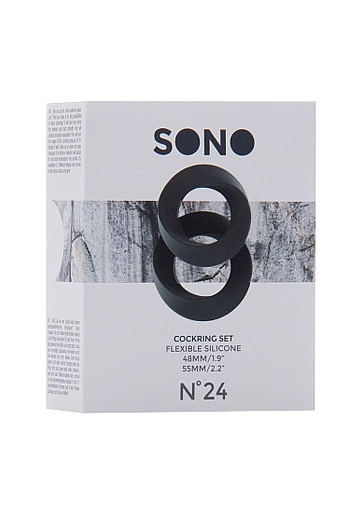 Set de inele pentru penis Sono No.24 din silicon, gri, impermeabile