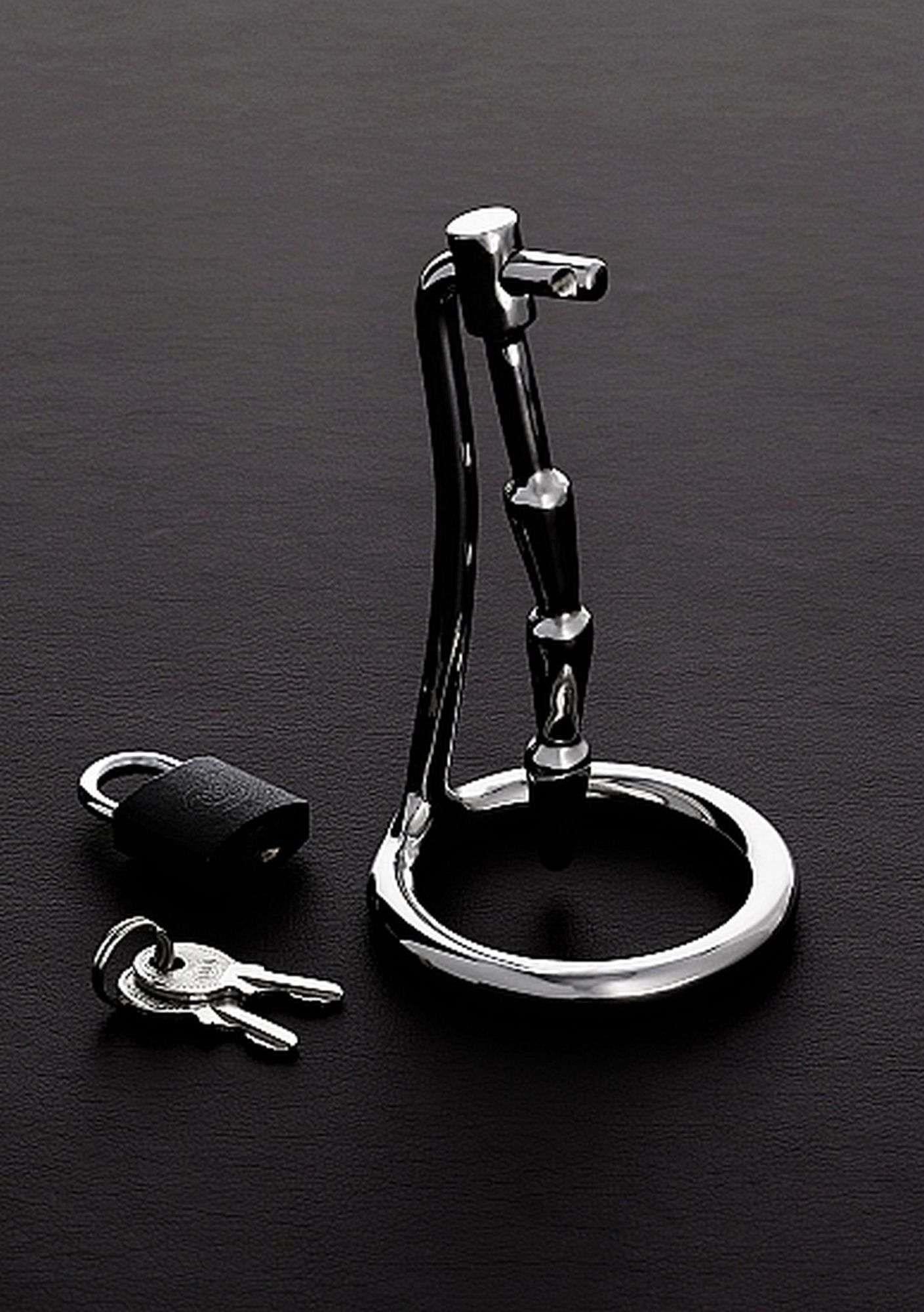 Plug de penis din oțel cu proeminențe și inel 10,5 cm