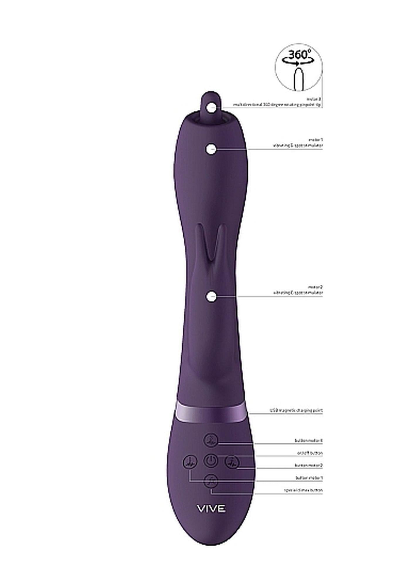 Vibrator USB rotativ Vive Nilo Purple Iepuraș