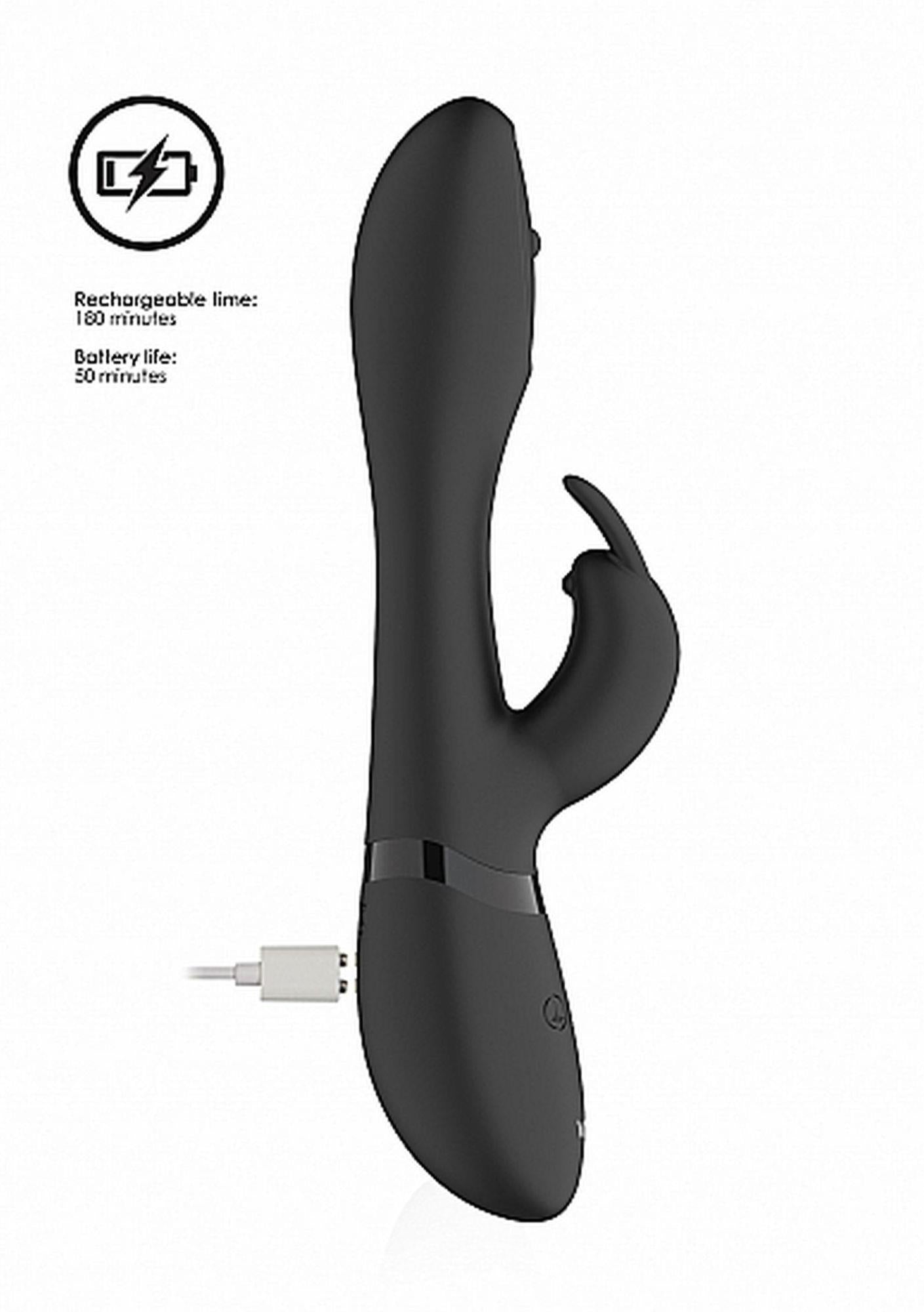 Vibrator Mira Bunny cu funcție rotativă pentru punctul G, silicon, negru, USB