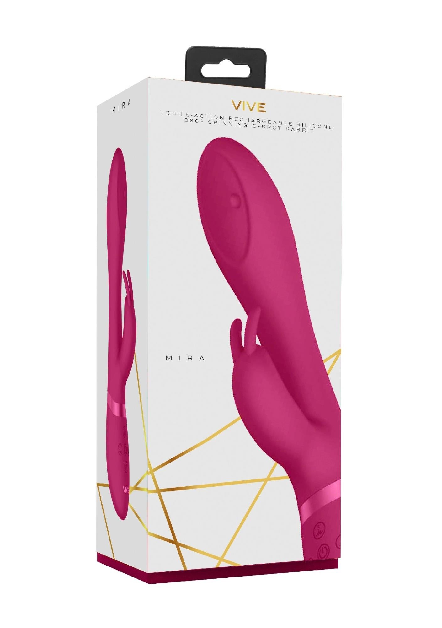Vibrator Mira Bunny cu USB roz, rotativ