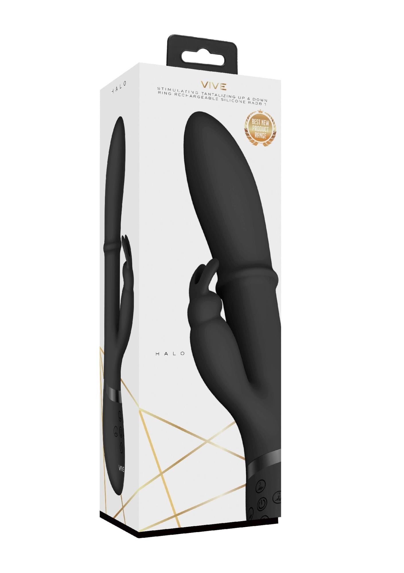 Vibrator VIVE Halo iepure din silicon negru 14 cm USB