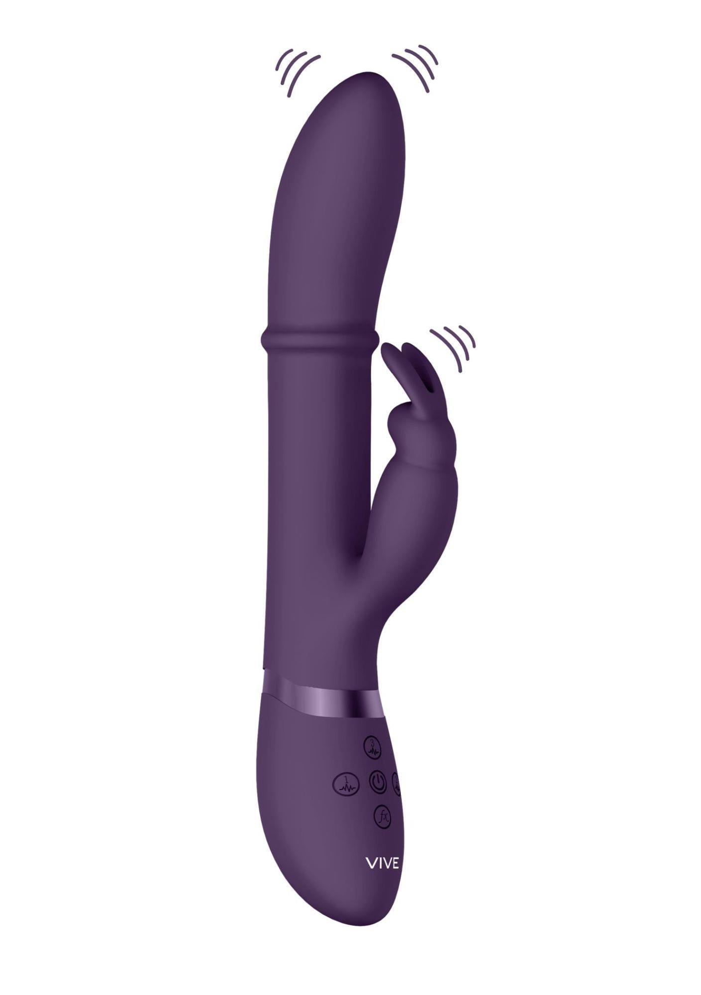 Vibrator Halo Bunny cu inel mobil Vive violet 14 cm