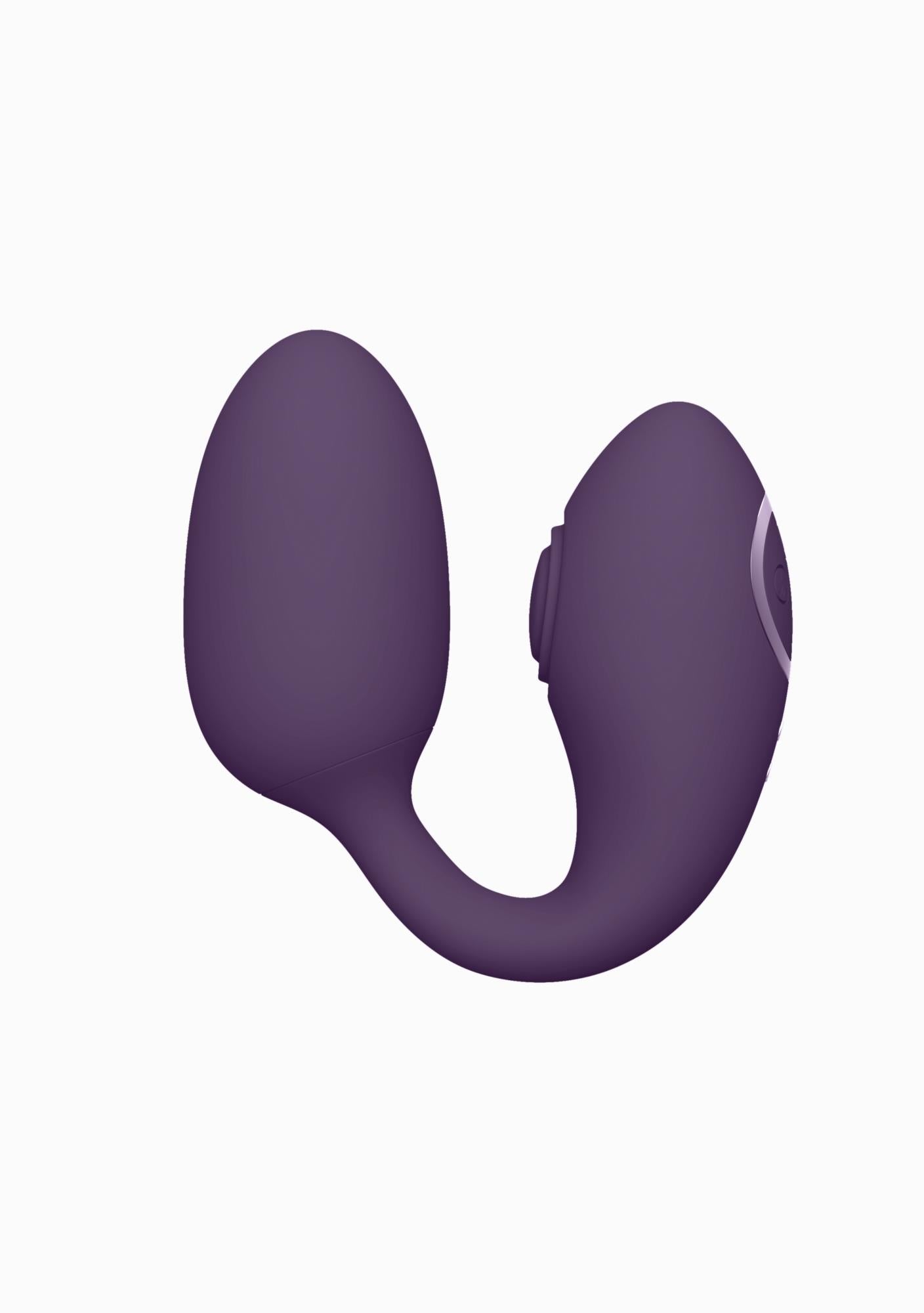 Stimulator clitoridian și punct G cu motor dual Vive Aika, violet, USB, 9 cm