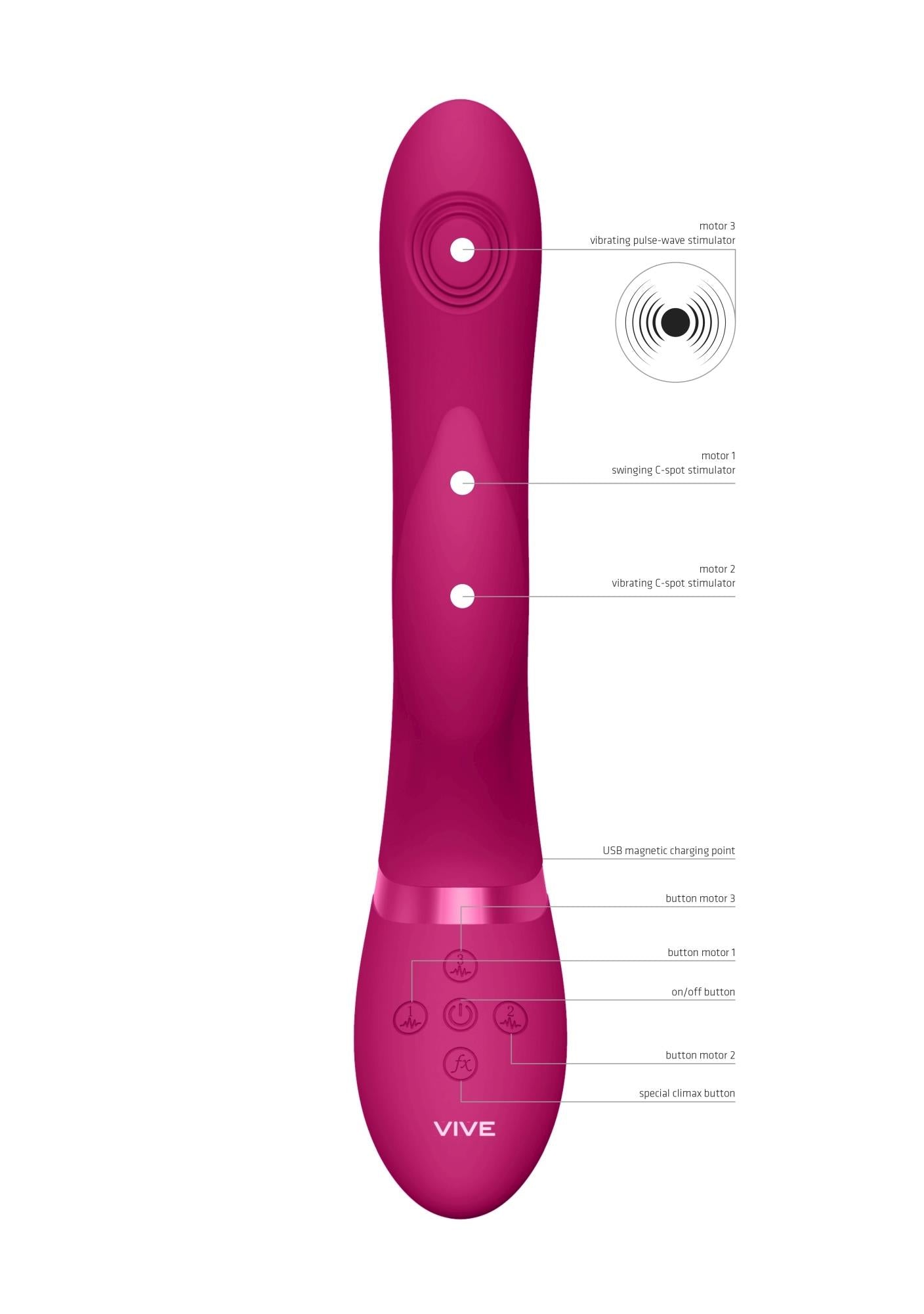 Vibrator USB pentru punct G Vive Aimi roz