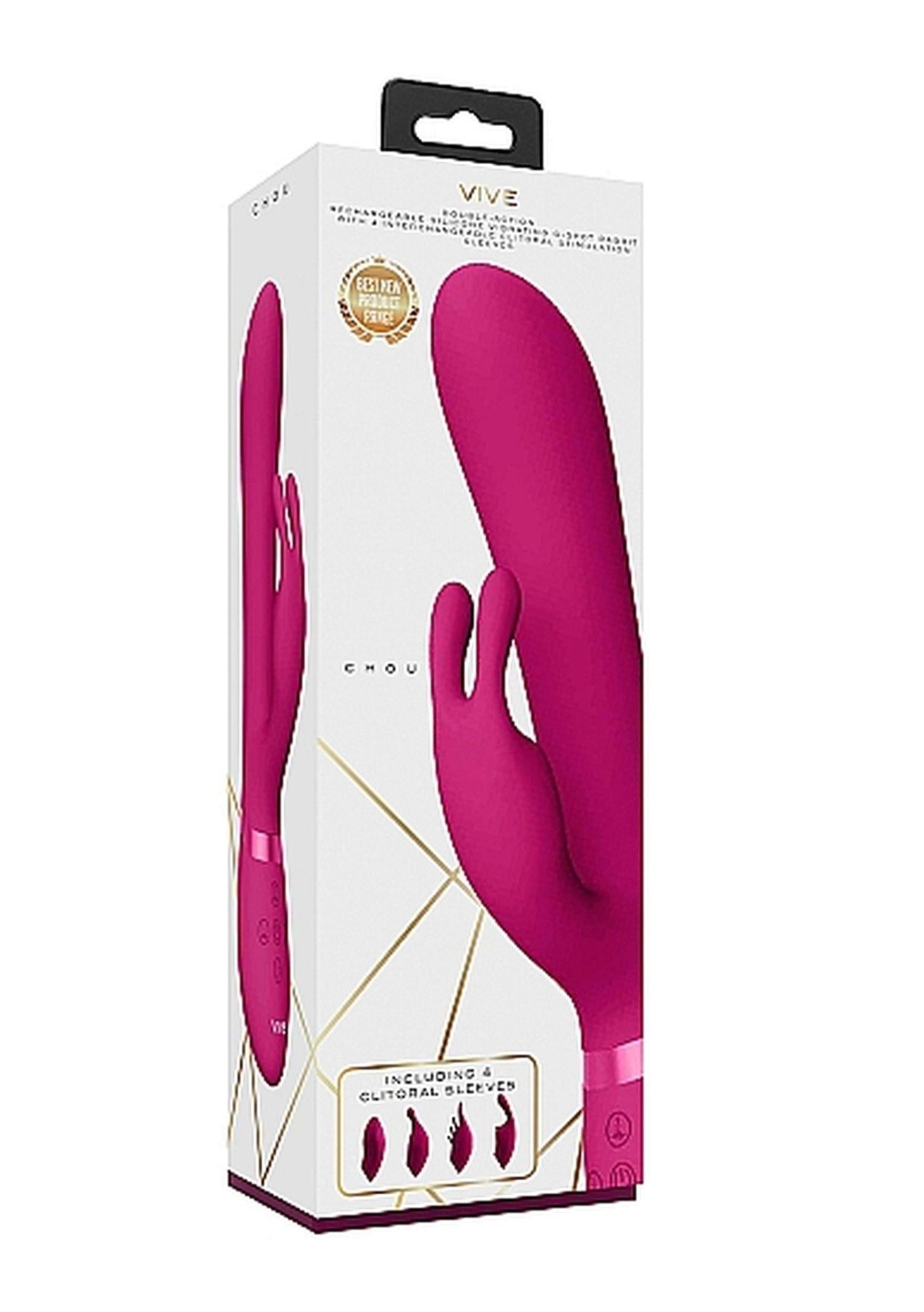 Vibrator iepure Vive Chou silicon roz USB 22 cm