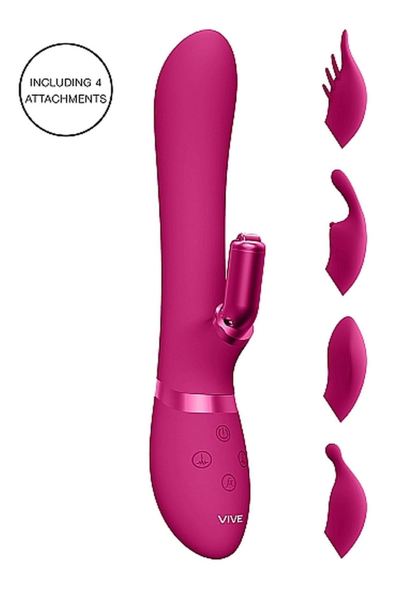 Vibrator iepure Vive Chou silicon roz USB 22 cm
