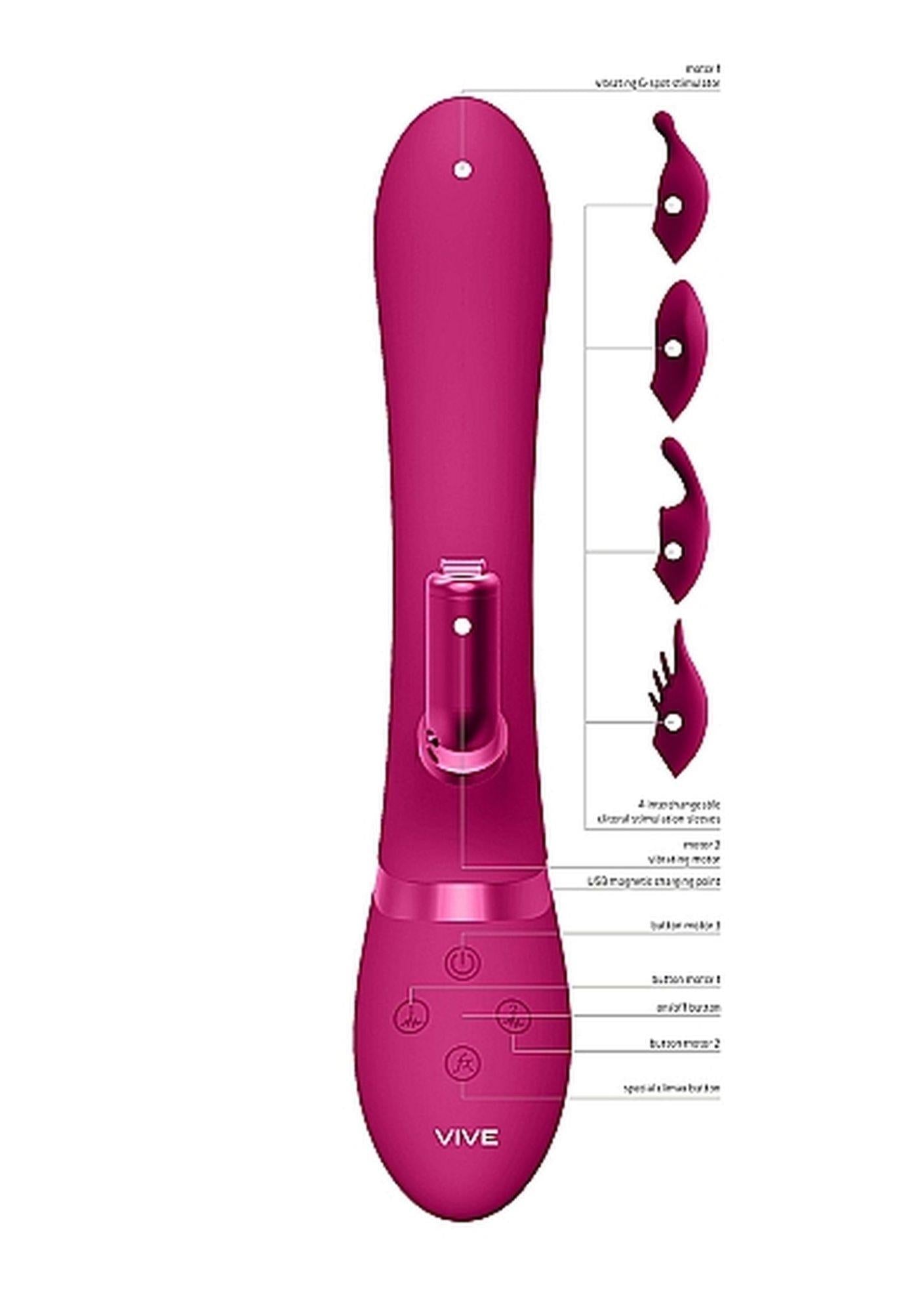 Vibrator iepure Vive Chou silicon roz USB 22 cm