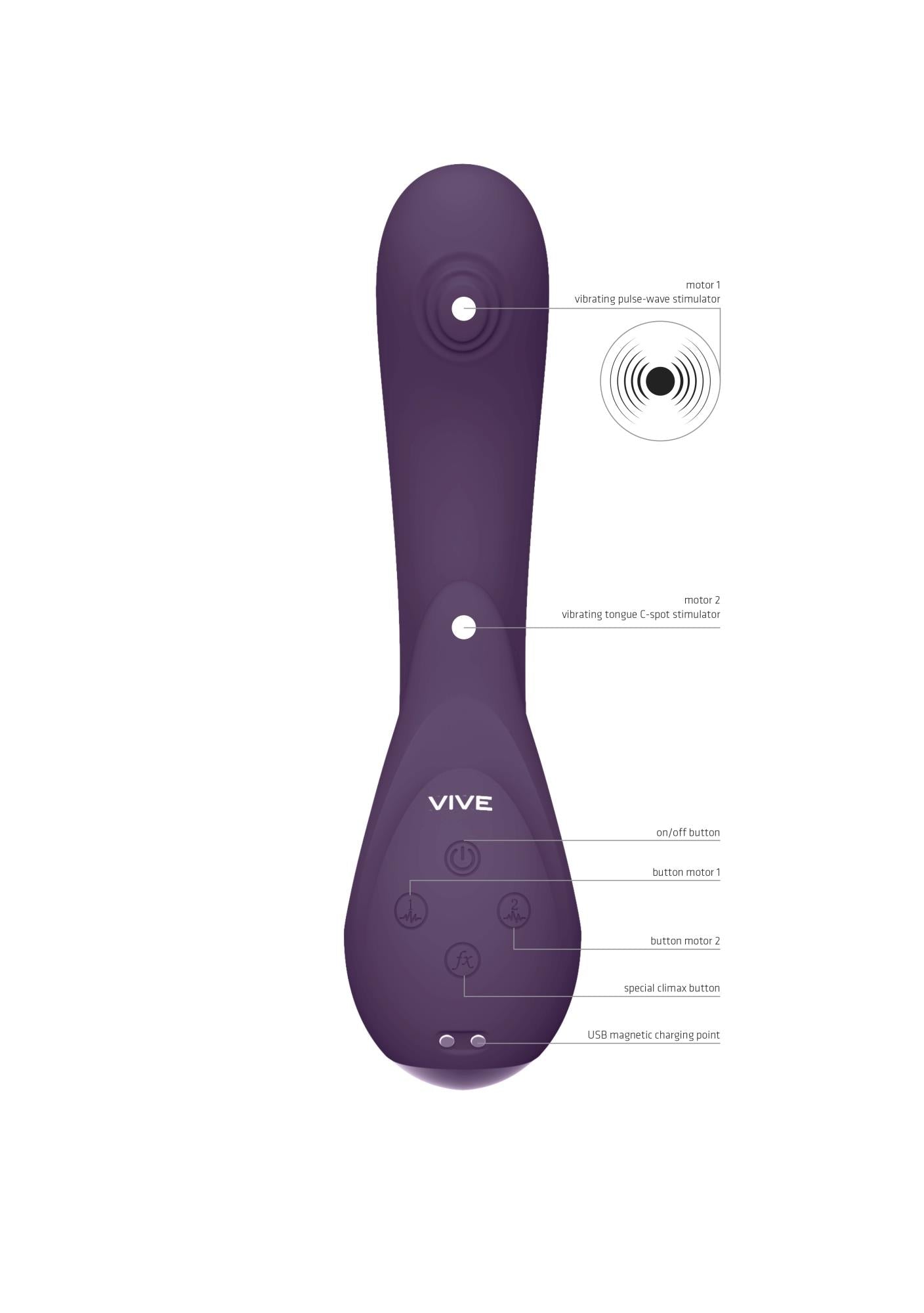 Vibrator Vive Miki din silicon, violet, USB