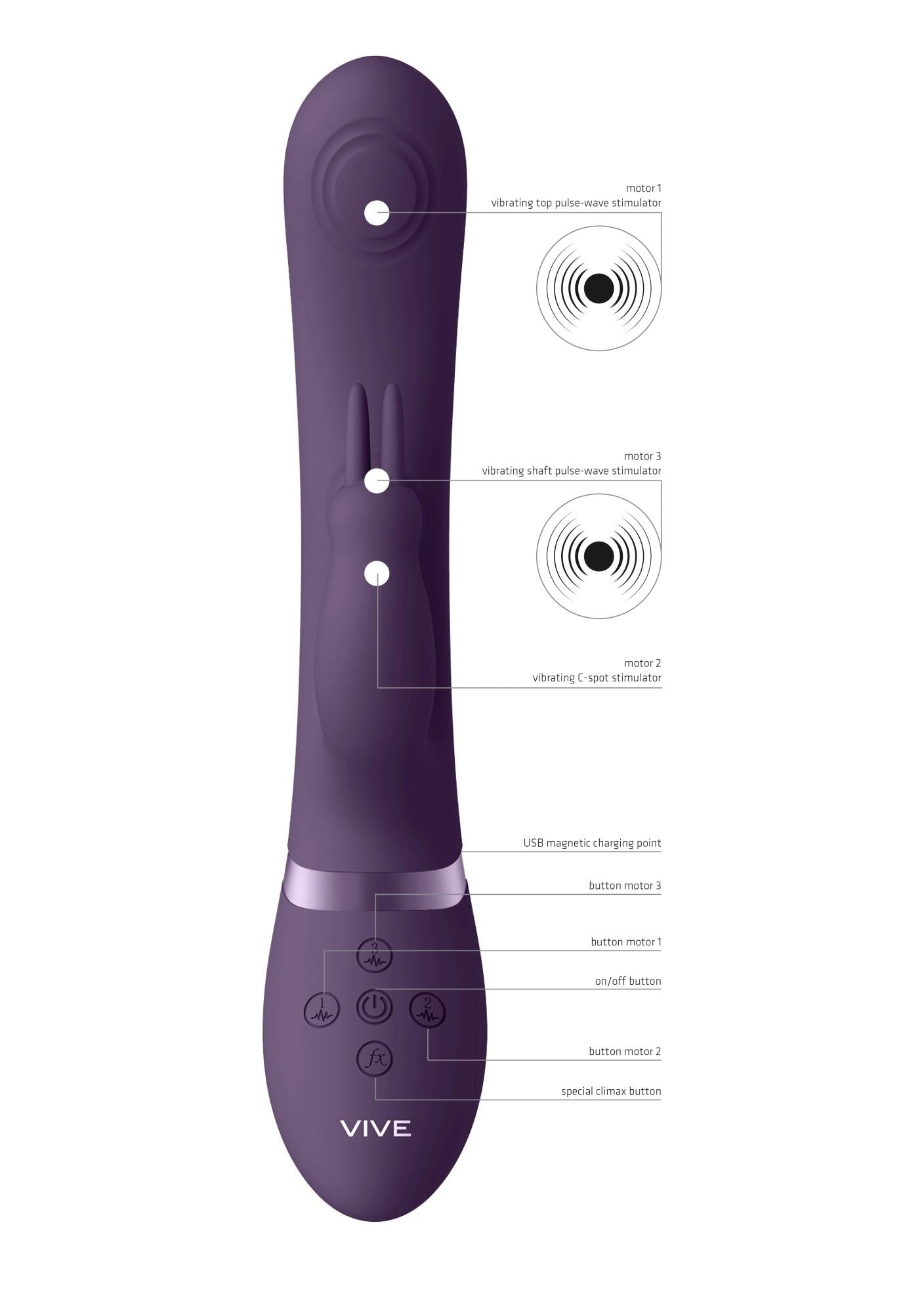 Vibrator Vive May Pulse Wave Bunny USB violet