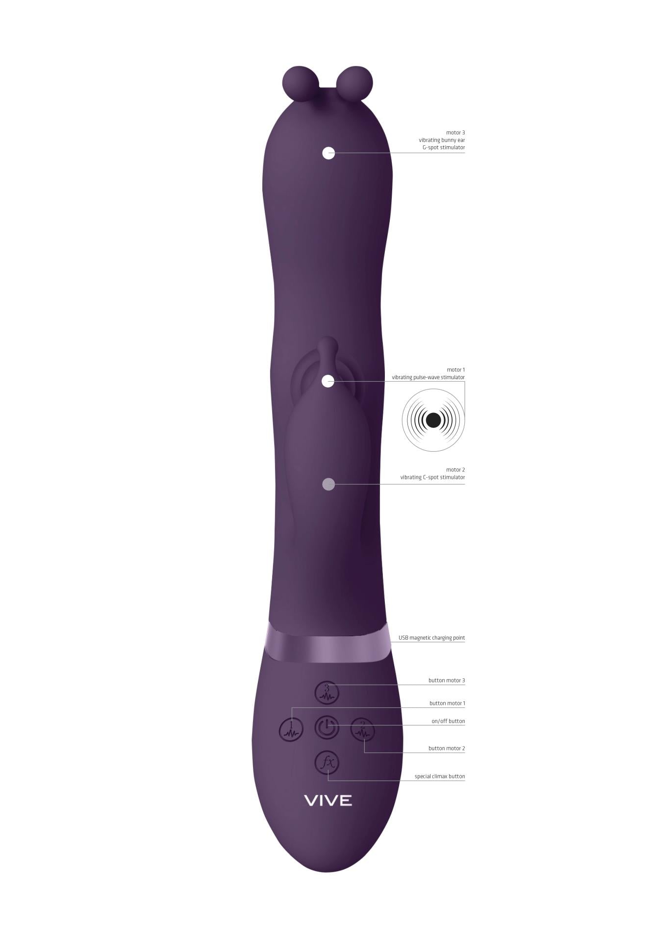 Vibrator Vive Gada Bunny cu USB Pulse Wave