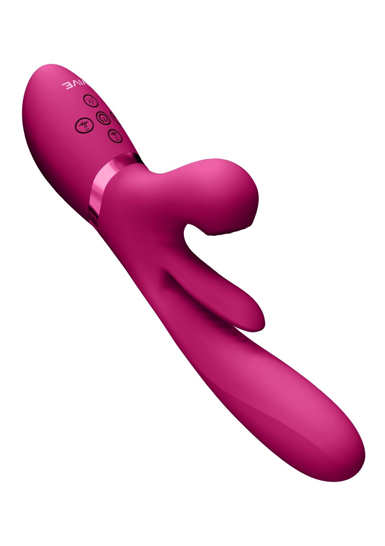 Vibrator Kura Vive cu limbă fluturândă și USB roz Thrust