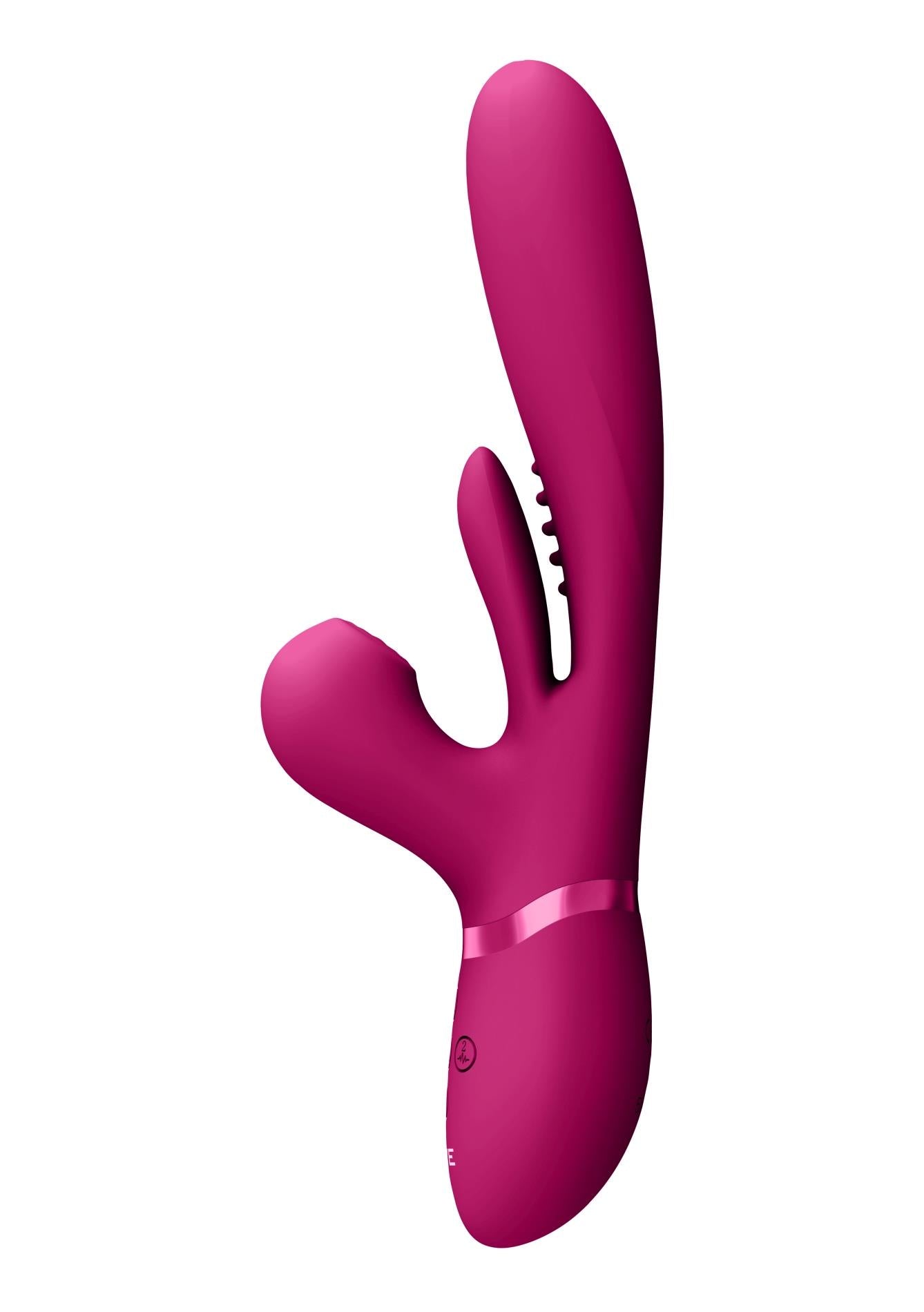 Vibrator Kura Vive cu limbă fluturândă și USB roz Thrust