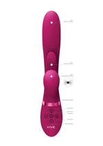 Vibrator Kura Vive cu limbă fluturândă și USB roz Thrust