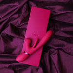 Vibrator Kura Vive cu limbă fluturândă și USB roz Thrust