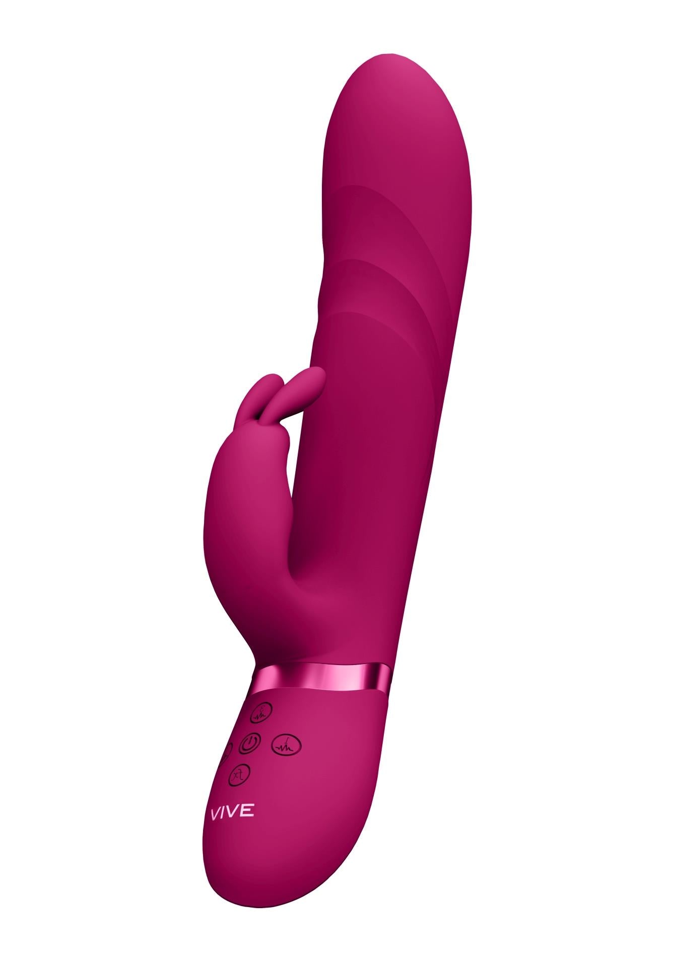 Vibrator Nari Vive Bunny cu perle rotative din silicon roz, USB