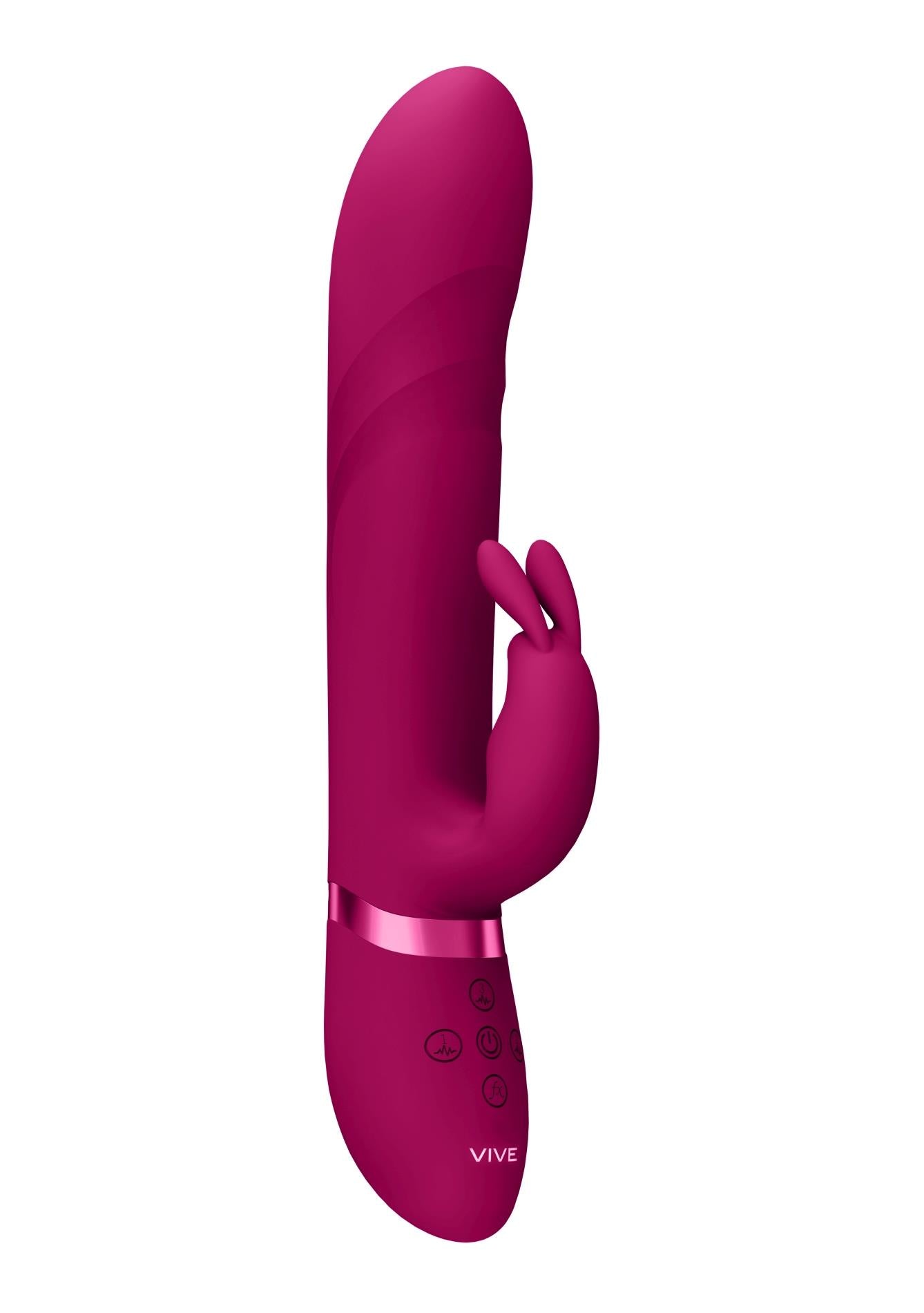 Vibrator Nari Vive Bunny cu perle rotative din silicon roz, USB