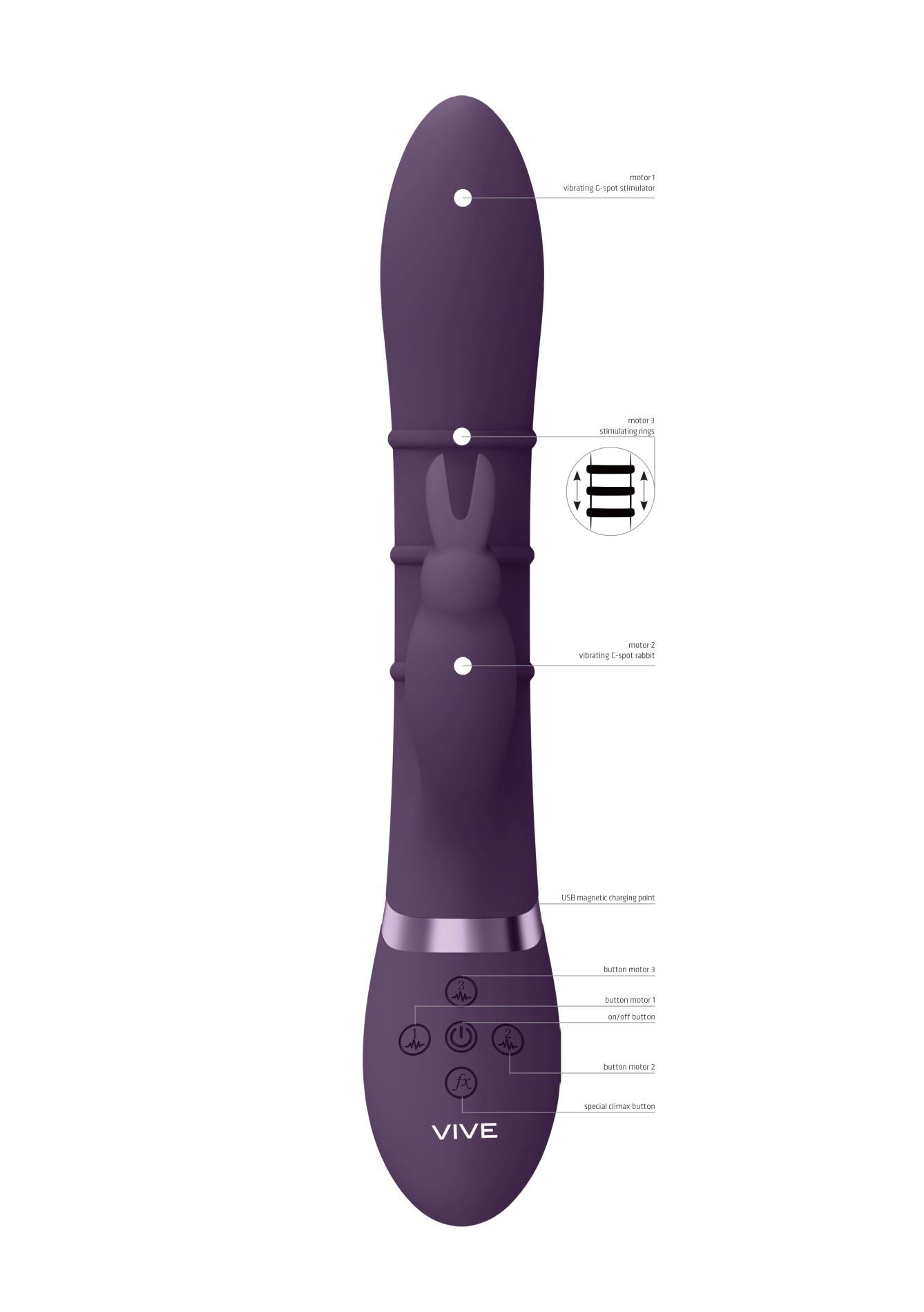 Vibrator Vive Sora Bunny cu inele mobile
