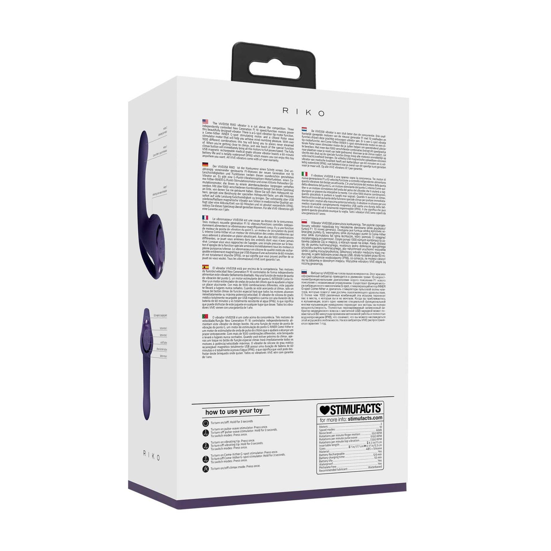Vibrator pentru punctul G Vive Riko, silicon violet, USB