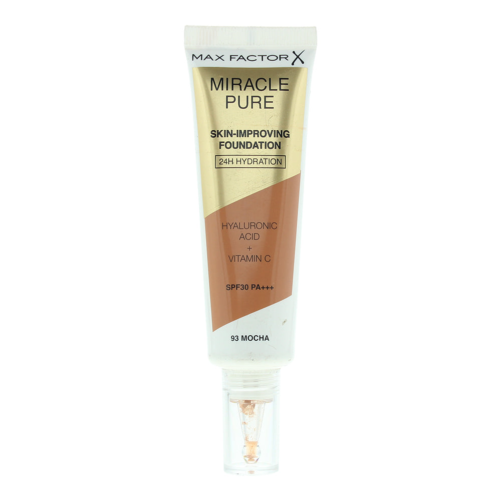 Max Factor, Miracle Pure, Fond de ten lichid & ser 2-în-1, Mocha, 93, SPF30, 30 ml
