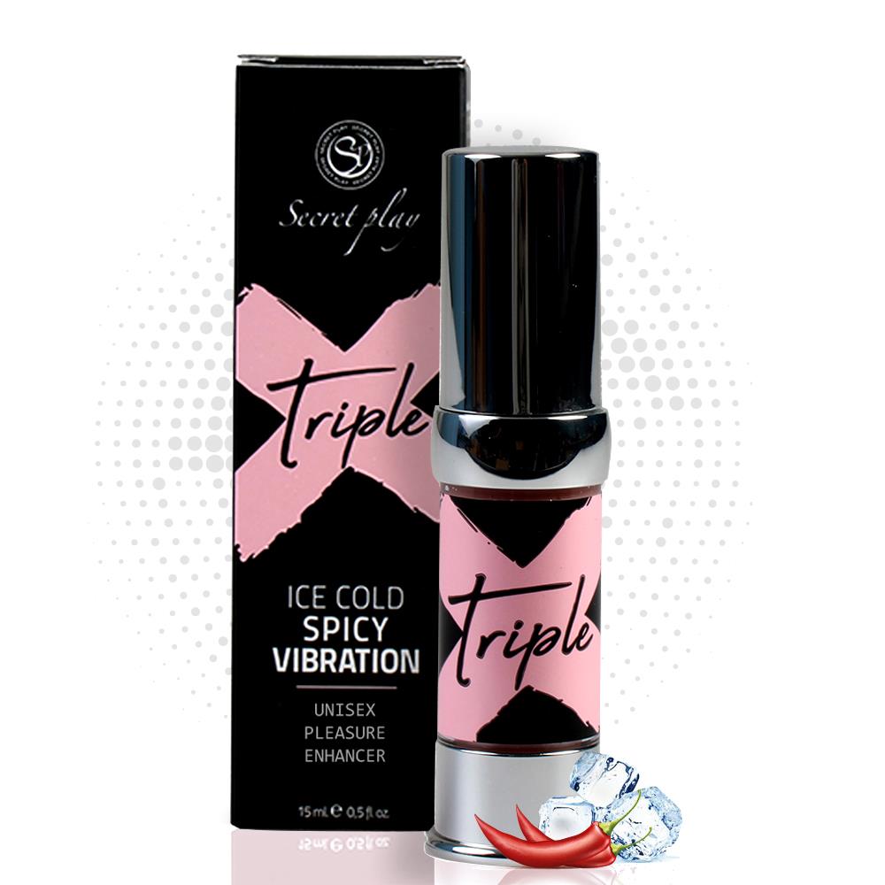 Gel vibrant unisex Triple X 3 în 1, răcoritor, încălzitor, Secret Play 15 ml