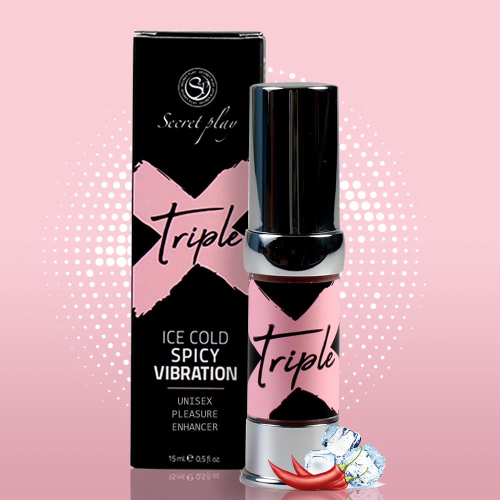 Gel vibrant unisex Triple X 3 în 1, răcoritor, încălzitor, Secret Play 15 ml