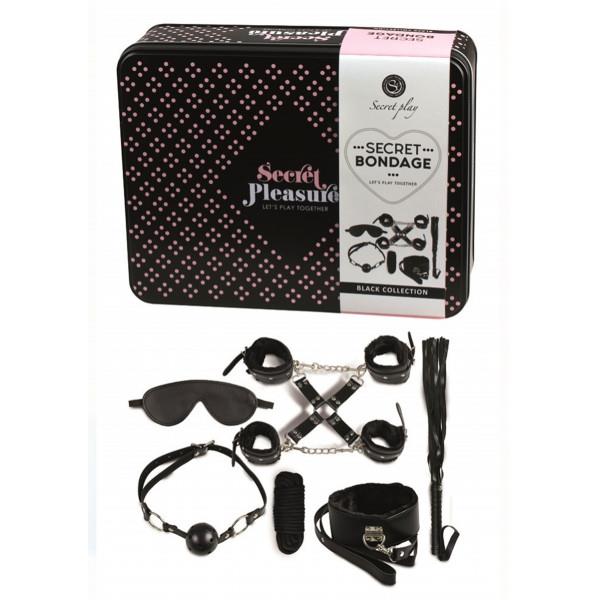Set de Bondage Secret Play Negru, 8 Piese