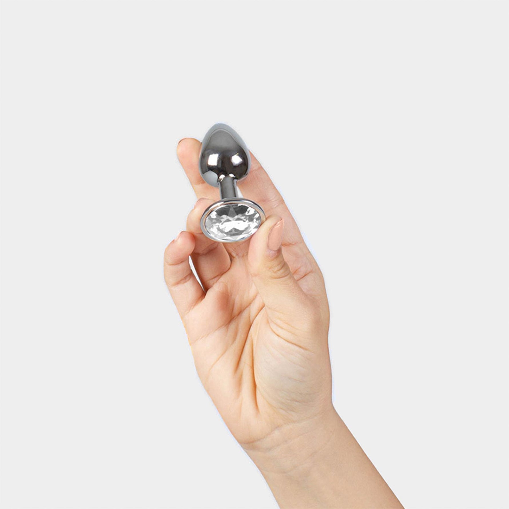 Plug anal din aluminiu Secret Play cu cristal transparent