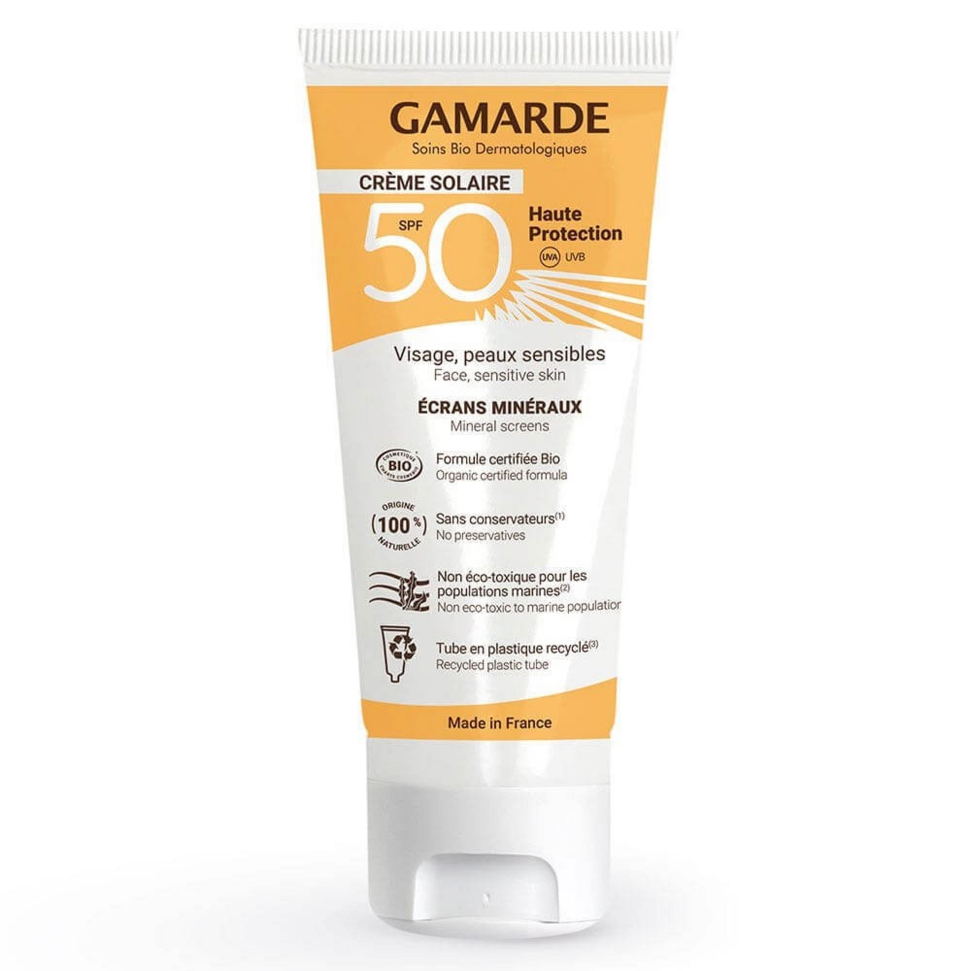 Gamarde, Gamarde, Bio, Protecție solară, Cremă de soare, Pentru față, SPF 50, 40 ml