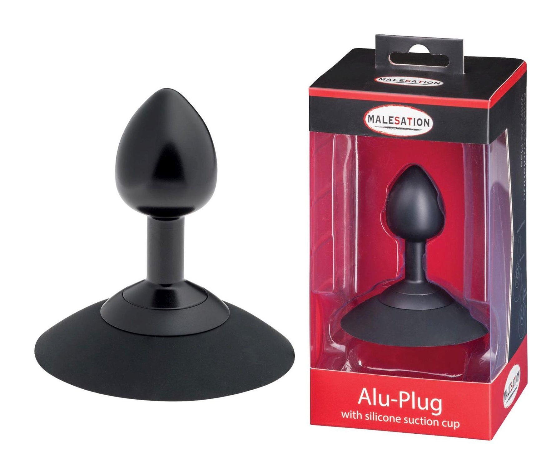 Dop anal din aluminiu Malesation cu ventuză, mic, negru