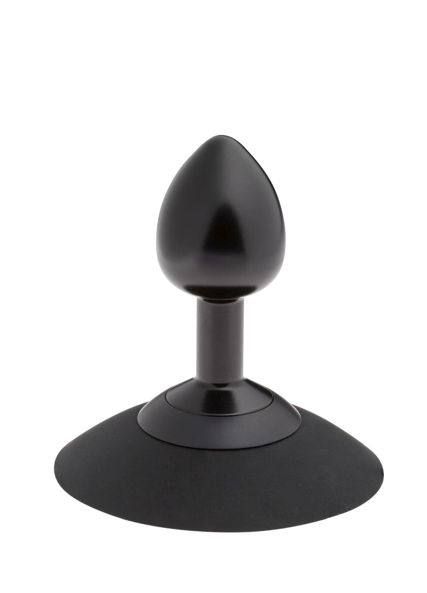 Dop anal din aluminiu Malesation cu ventuză, mic, negru