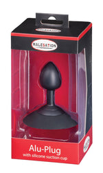 Dop anal din aluminiu Malesation cu ventuză, mic, negru