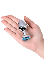 Plug anal din argint cu piatră turcoaz, din metal, de la TOYFA, 8 cm