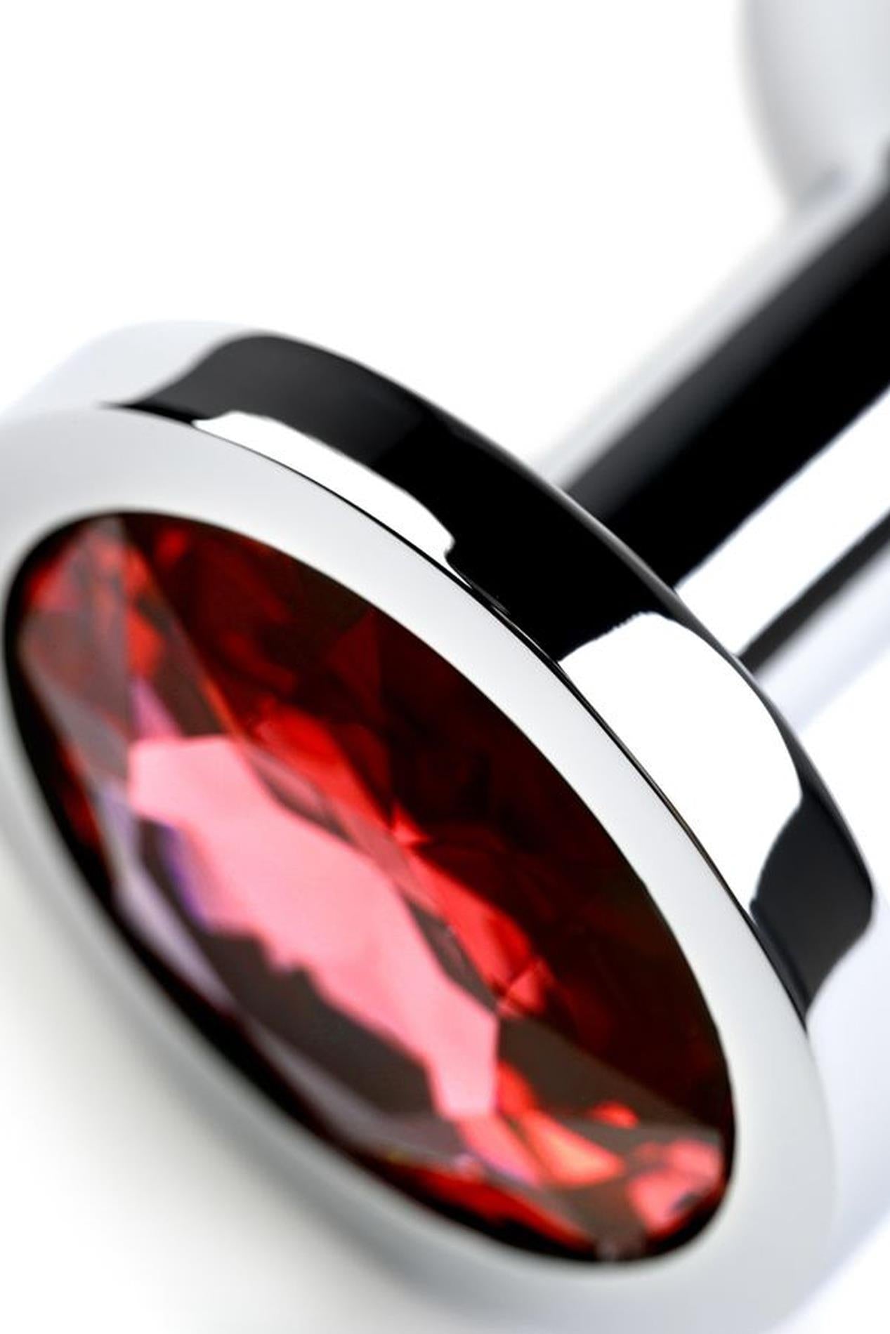 Plug anal argintiu cu cristal roșu, metal mediu de la TOYFA