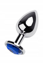 Dop anal TOYFA, metal, argintiu, cu cristal albastru, 9,5 cm