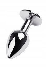 Dop anal TOYFA, metal, argintiu, cu cristal albastru, 9,5 cm