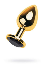 Dop anal din metal auriu TOYFA cu cristal roz 9,5 cm