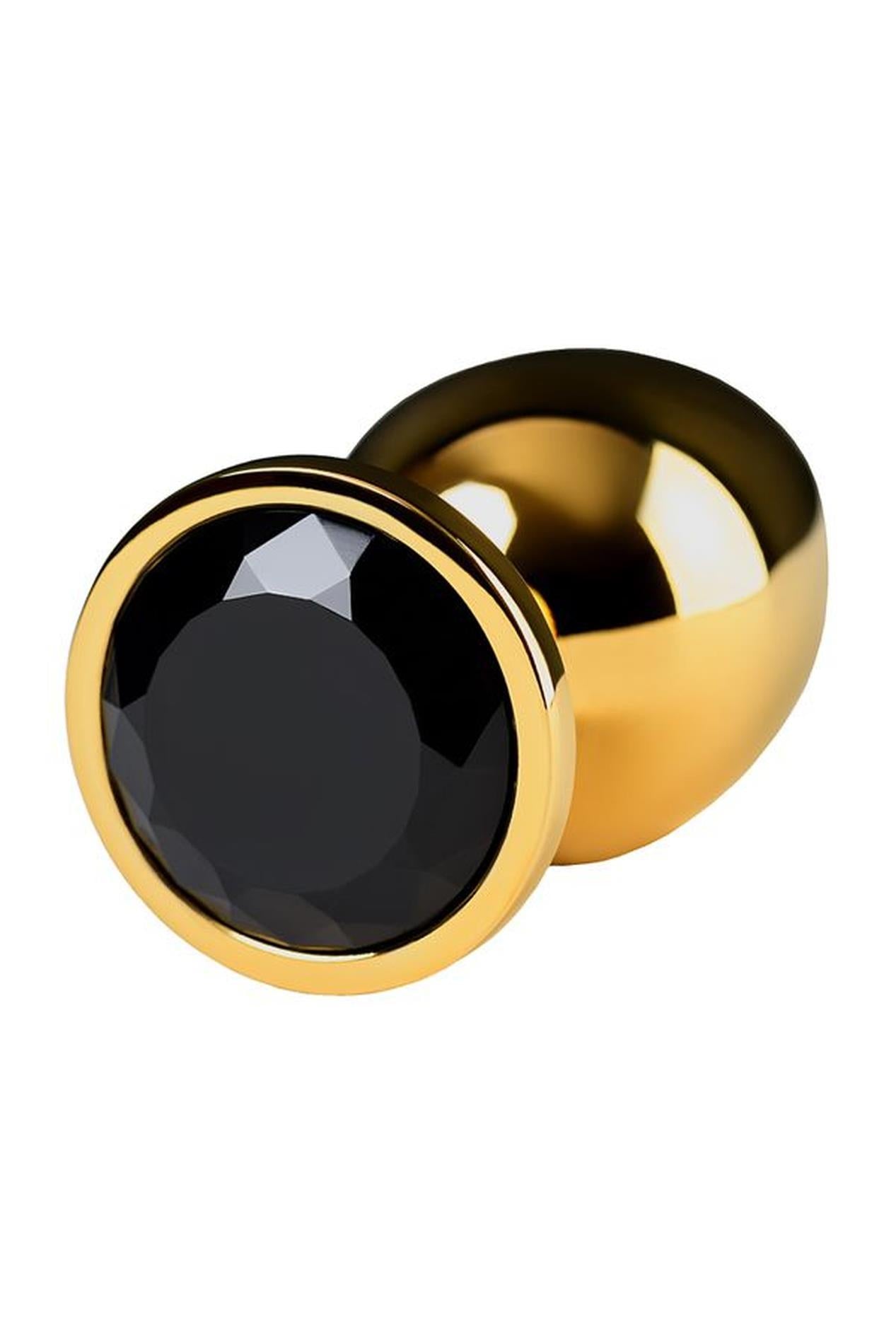 Dop anal din metal auriu TOYFA cu cristal roz 9,5 cm