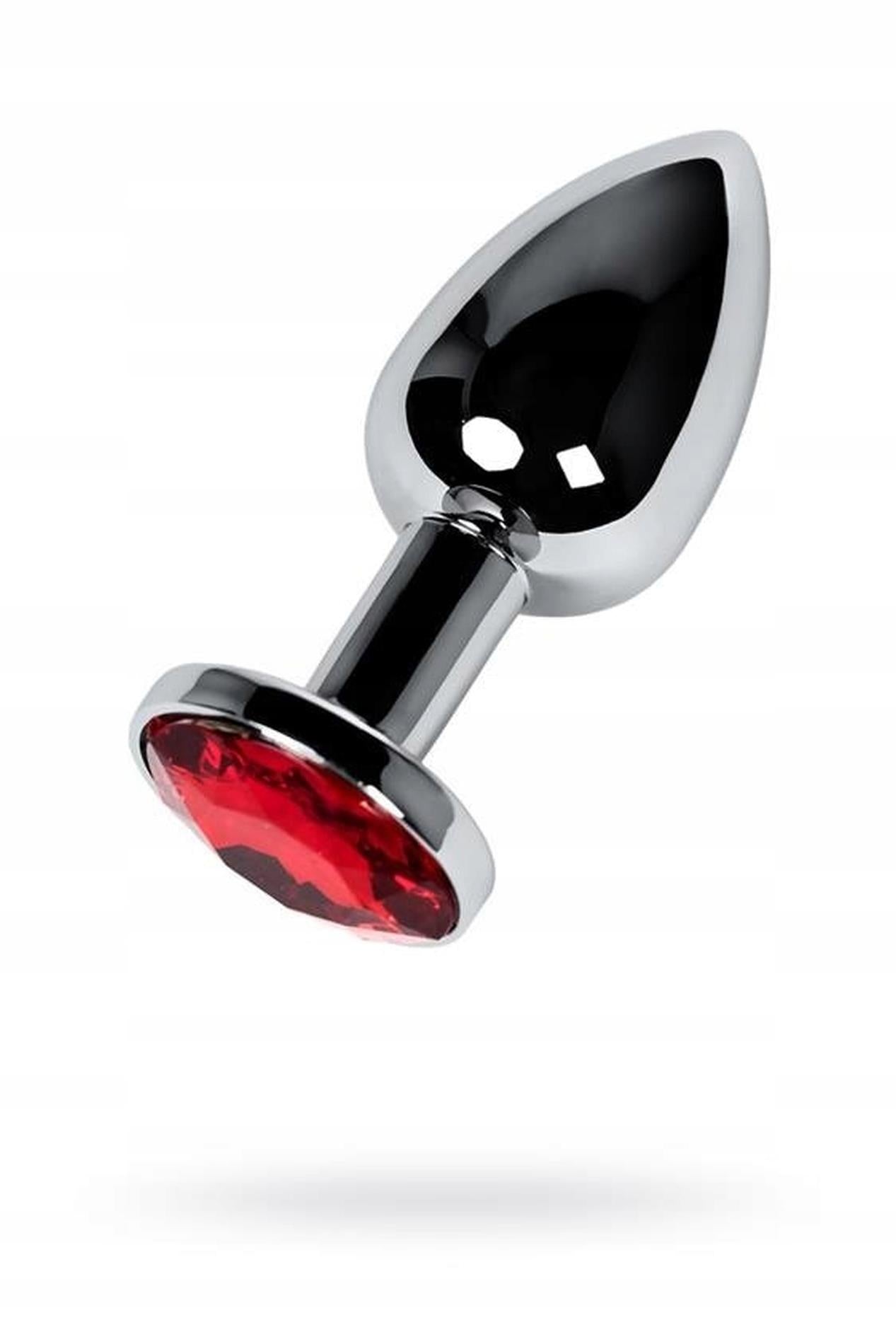 Plug anal argintiu cu cristal roșu din metal de la TOYFA