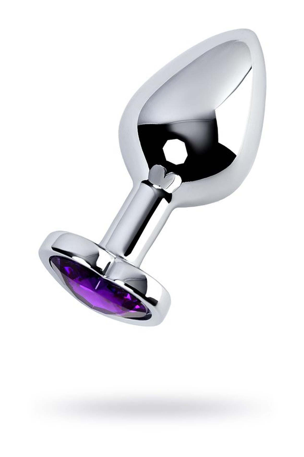 Plug anal argintiu cu cristale din metal mov de la TOYFA