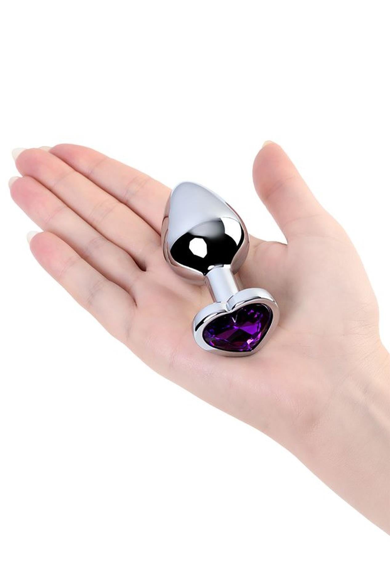 Plug anal argintiu cu cristale din metal mov de la TOYFA