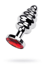 Plug anal metalic TOYFA argintiu cu cristal roșu 9,5 cm