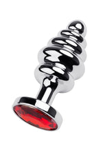 Plug anal metalic TOYFA argintiu cu cristal roșu 9,5 cm
