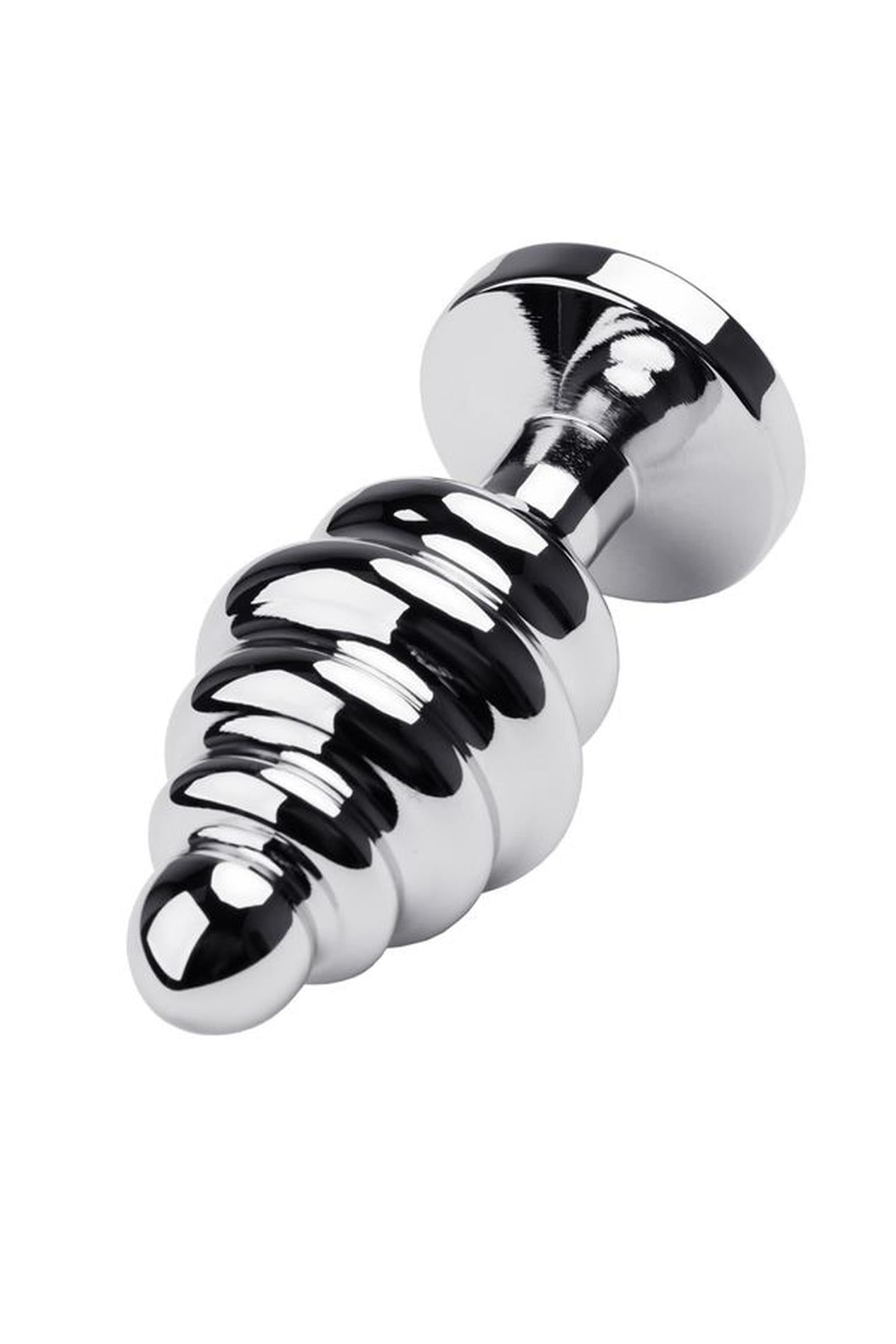 Plug anal metalic TOYFA argintiu cu cristal roșu 9,5 cm