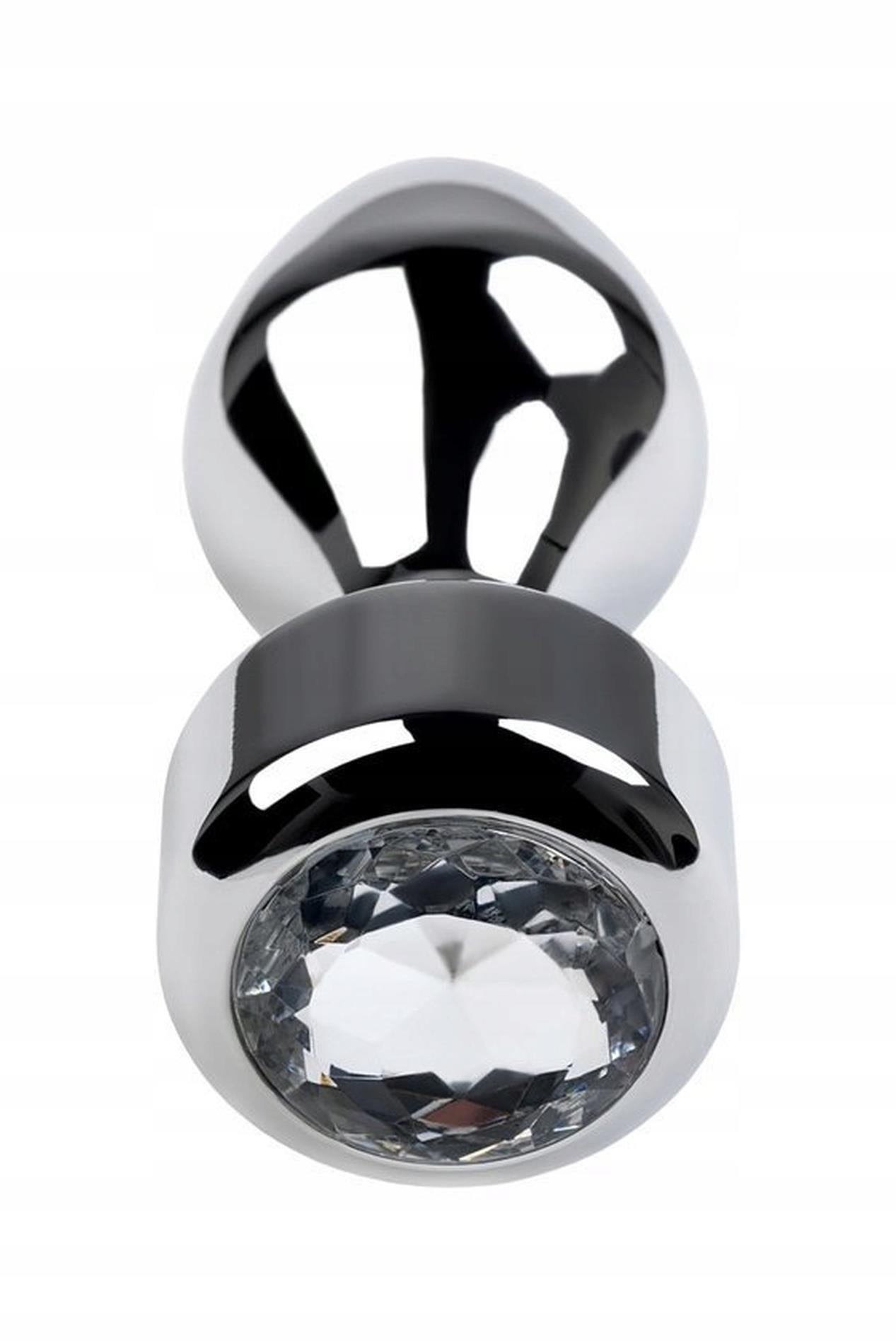 Dop anal metalic argintiu cu cristal de la TOYFA 9,5 cm