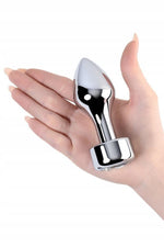 Dop anal din metal argintiu cu cristal alb TOYFA