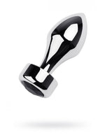 Dop anal din metal argintiu TOYFA cu cristal negru 10,8 cm